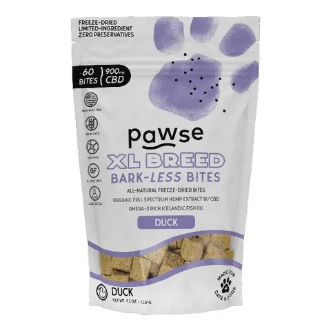 1ea 60pc Pawse 900mg XL Breed Duck Bark-Less Bites - Dog/Cat Supplements